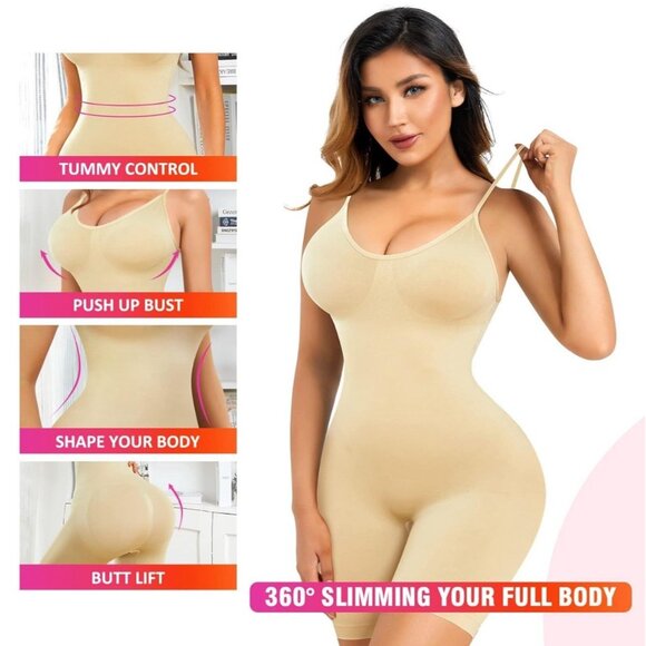 Seamless Bodysuit for Women Tummy Control Shapewear Mid-Thigh Full Body Shaper - Picture 5 of 5